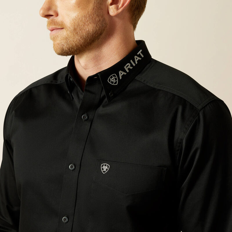 Ariat Team Logo Twill Fitted LS Shirt - Black/Grey