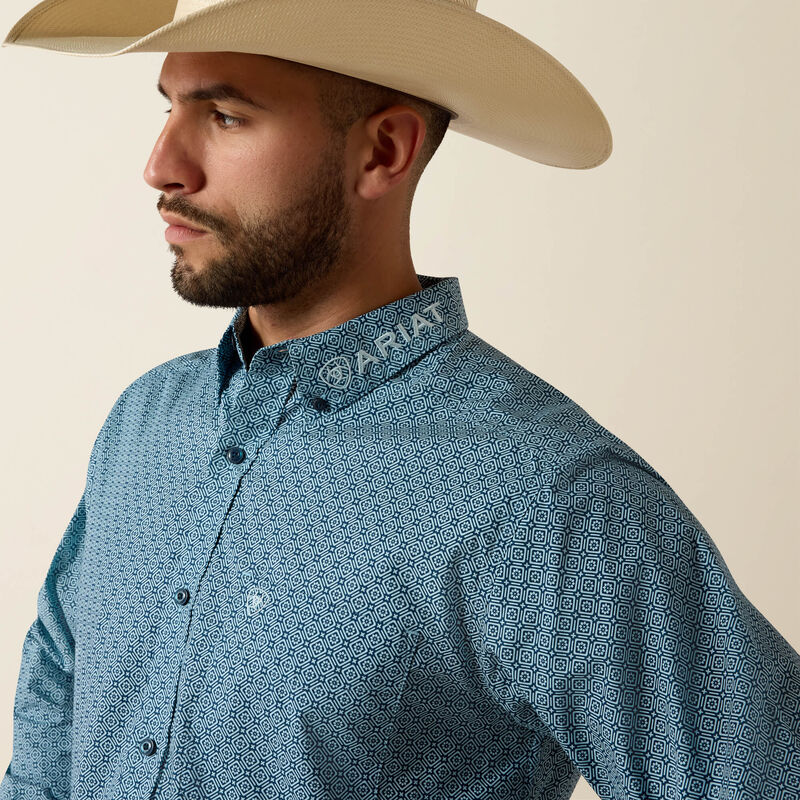 Ariat Team Jansen Fitted L/S Shirt - Navy/Light Blue