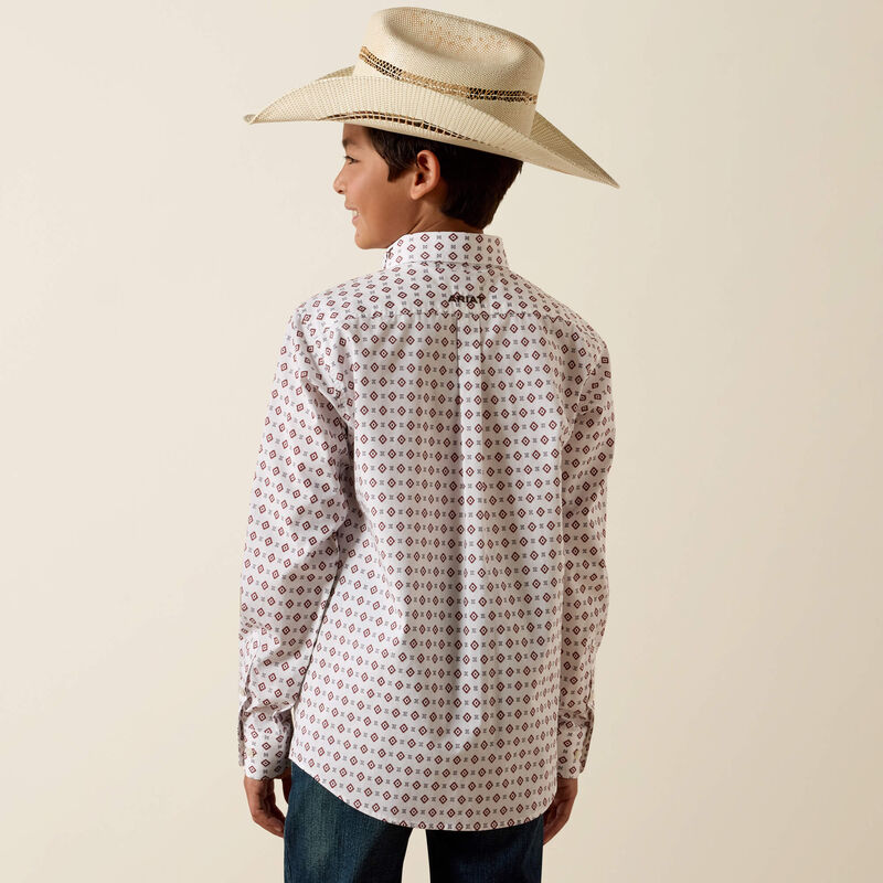 Ariat Youth Team Dallas L/S Shirt - White Multi Geo Print/Black