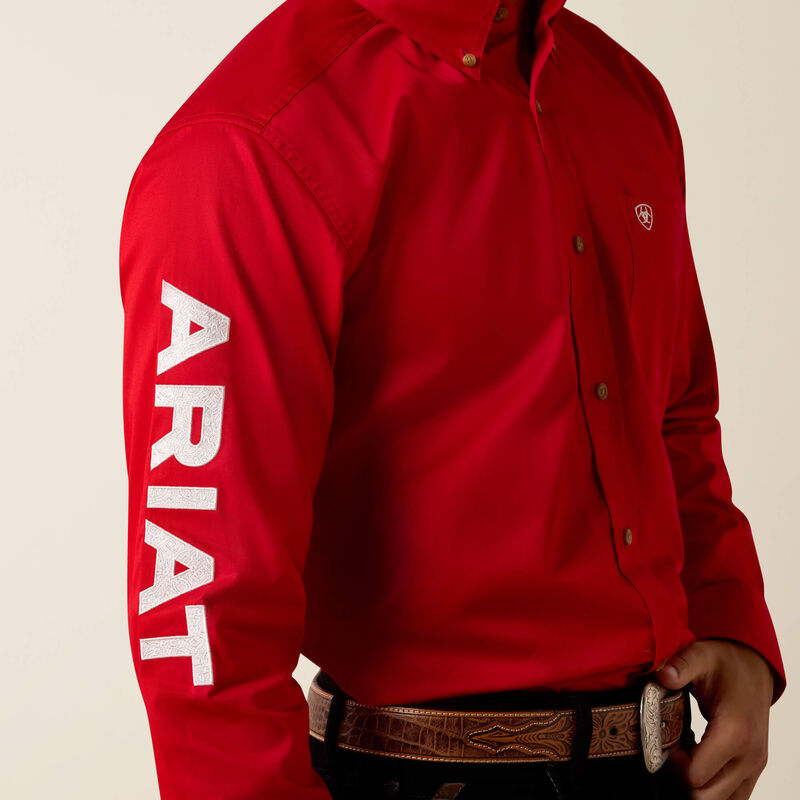 Ariat Team Logo FTD Twill Shirt - Tango Red/ White
