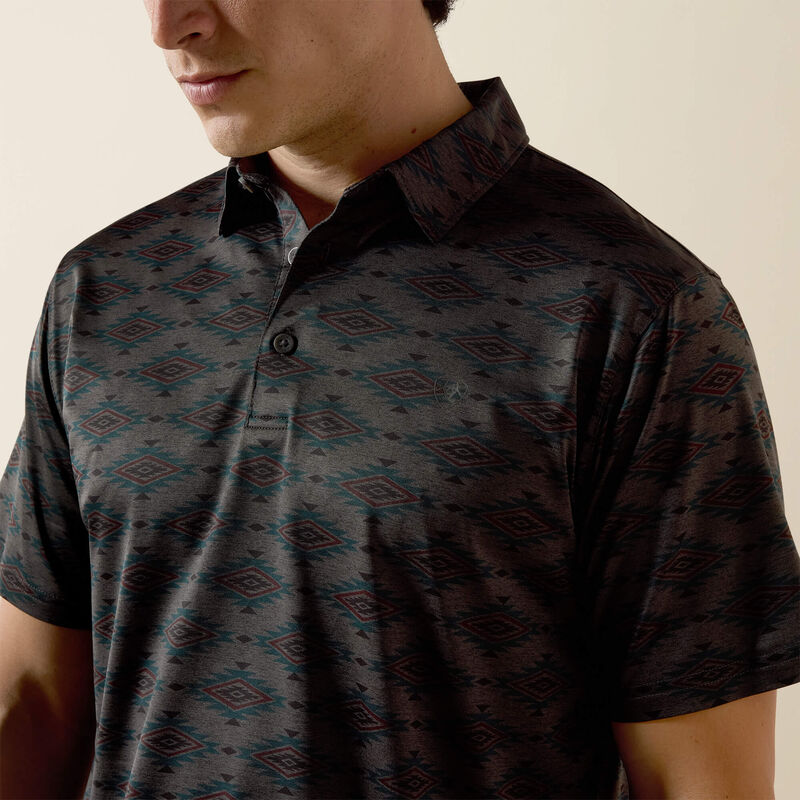 Ariat All Print Heathered Polo - Charcoal Heather Southwest Print