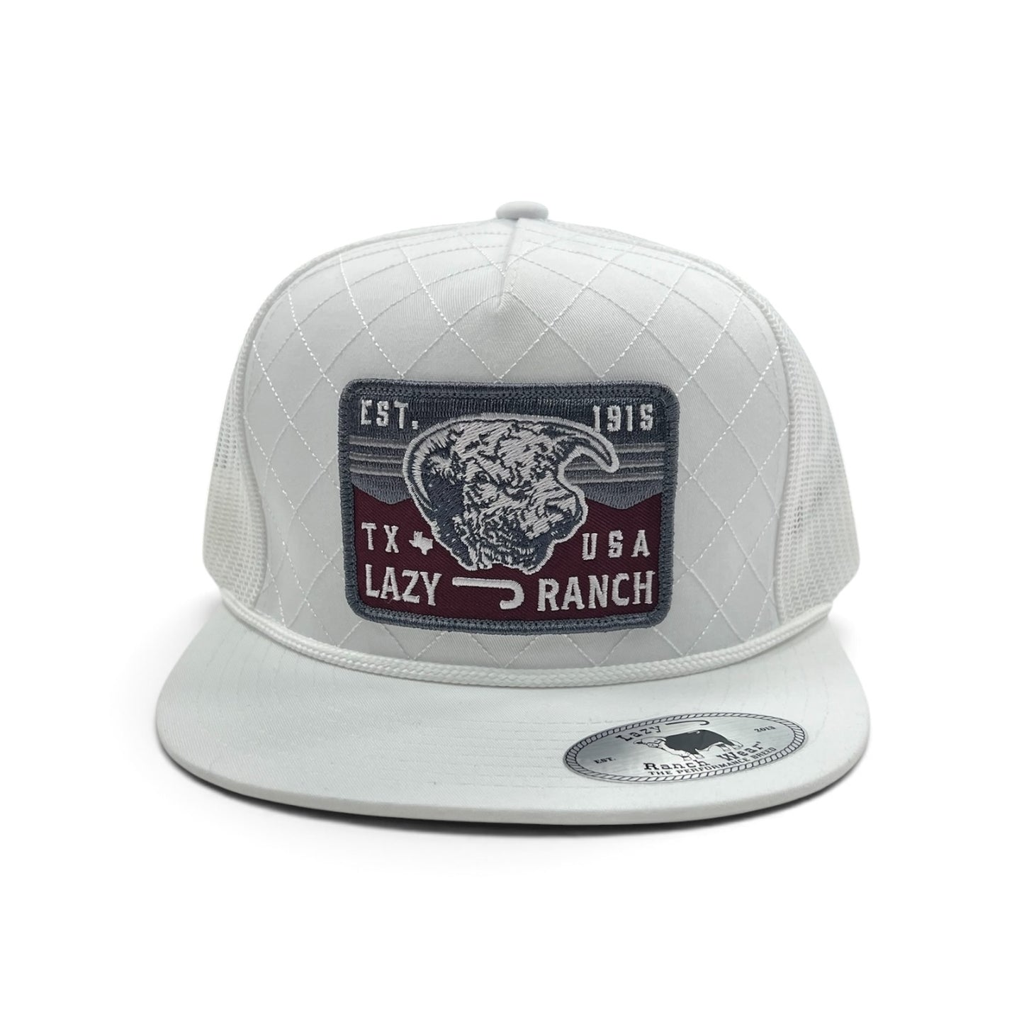 Lazy J Hat - White Red Rock Quilted
