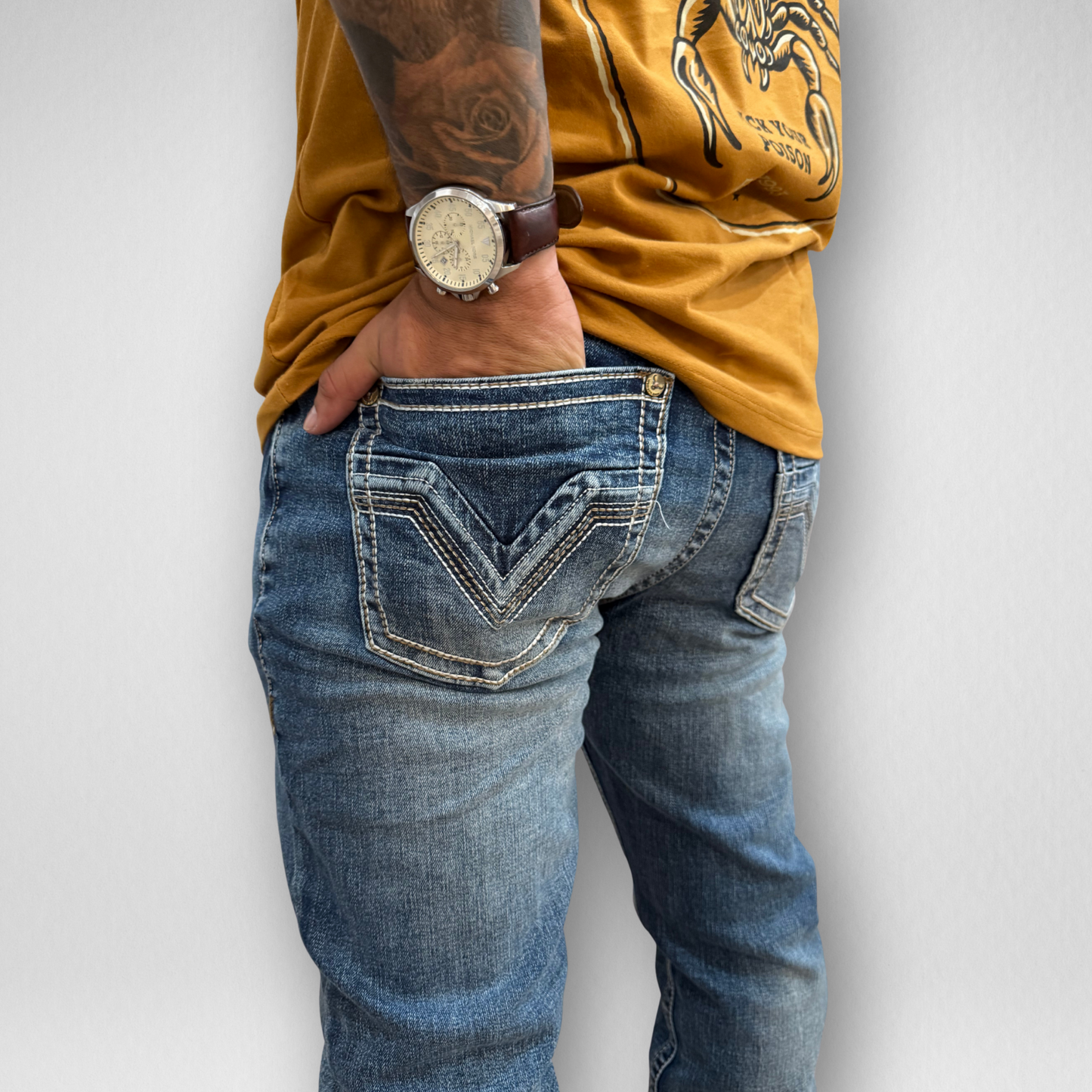 Men's Western Blue Classic Modern Boot Denim (W-467)