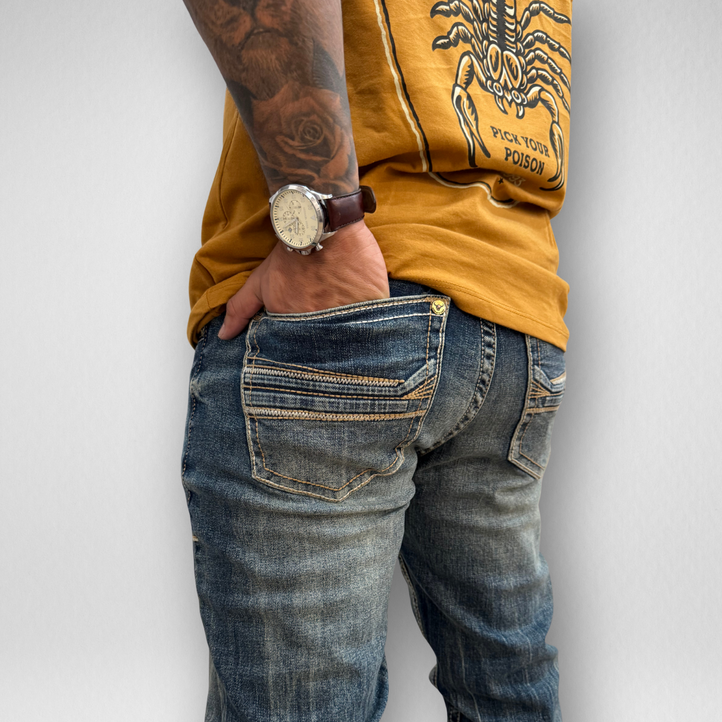 Men's Western Blue Classic Modern Boot Denim (W-468)