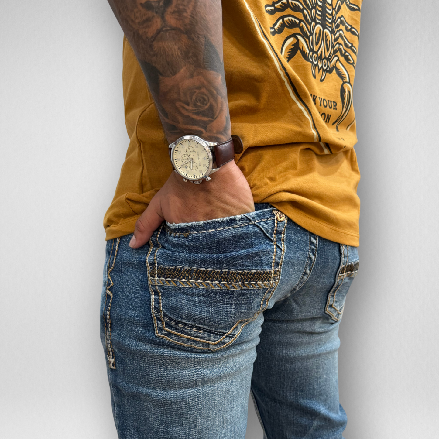 Men's Western Blue Classic Modern Boot Denim (W-470)