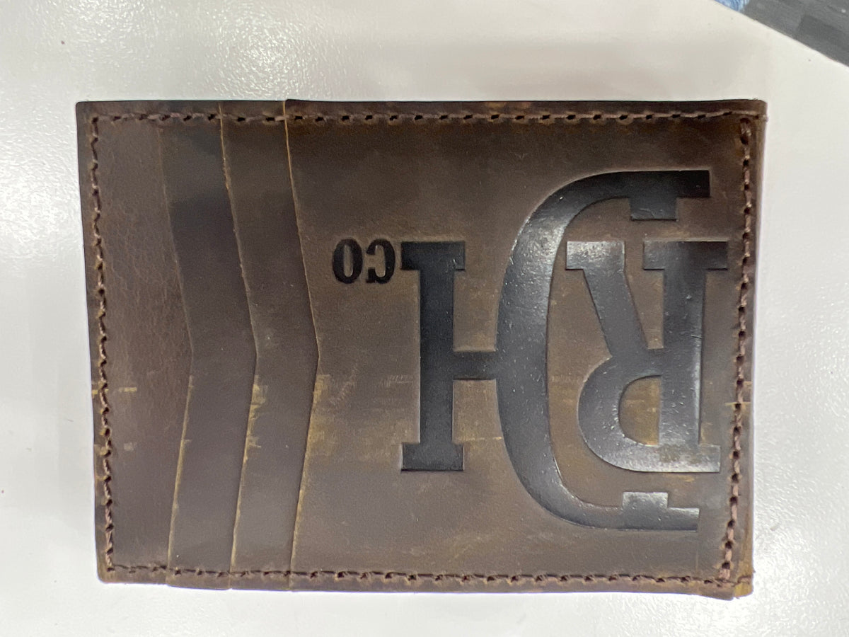 Men's Wallet - Brown leather Bifold card case Magnet clip