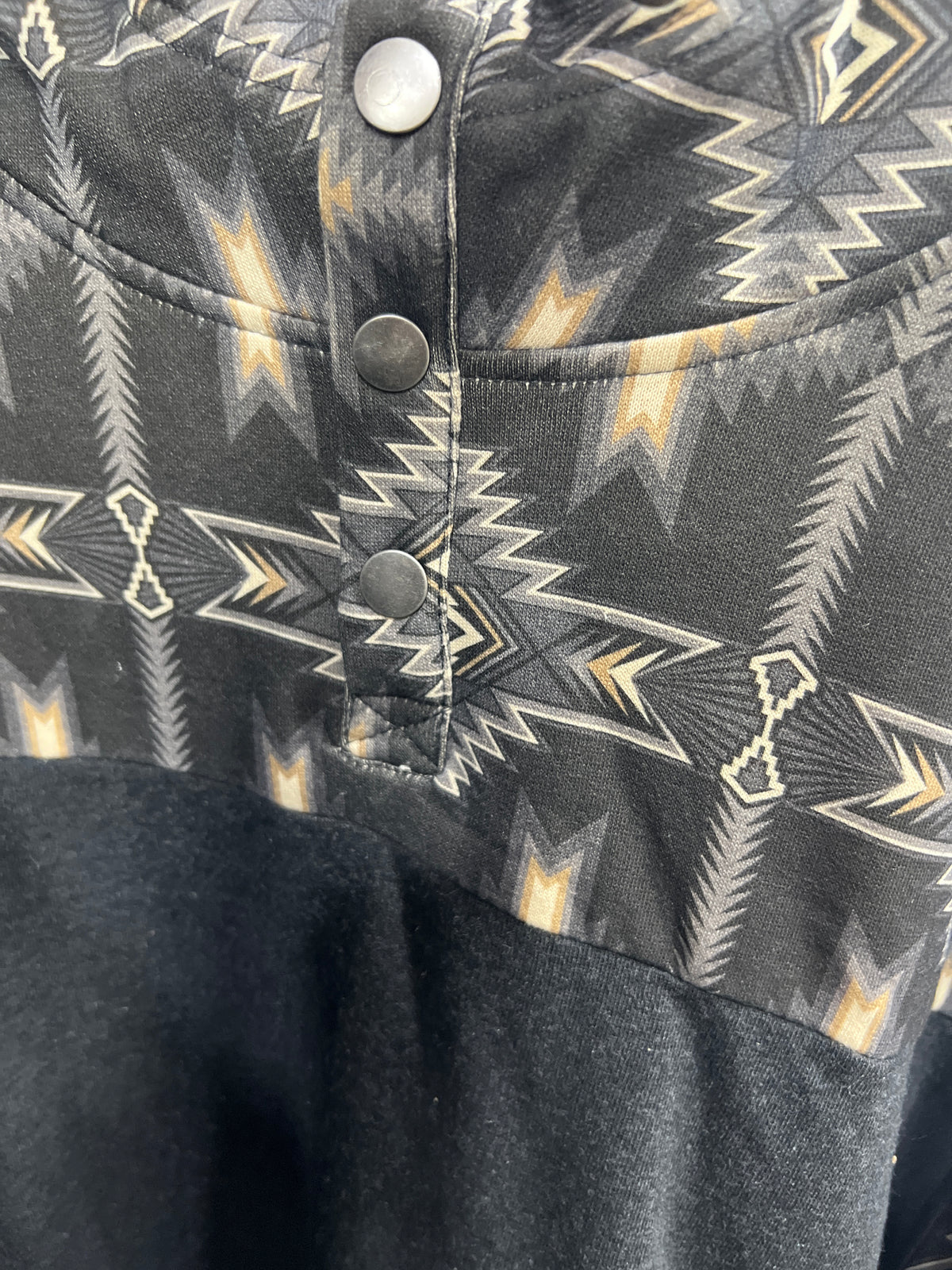 Rock&Roll Men’s Aztec-Blocked printed Hoodie - Black