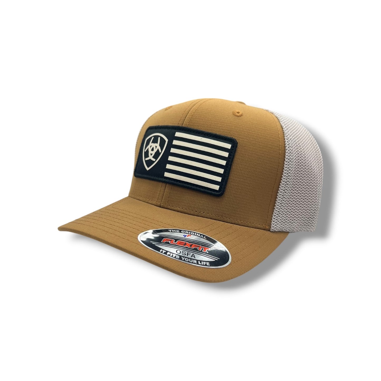 Ariat Center Black Flag Patch Hat - Tan/Grey