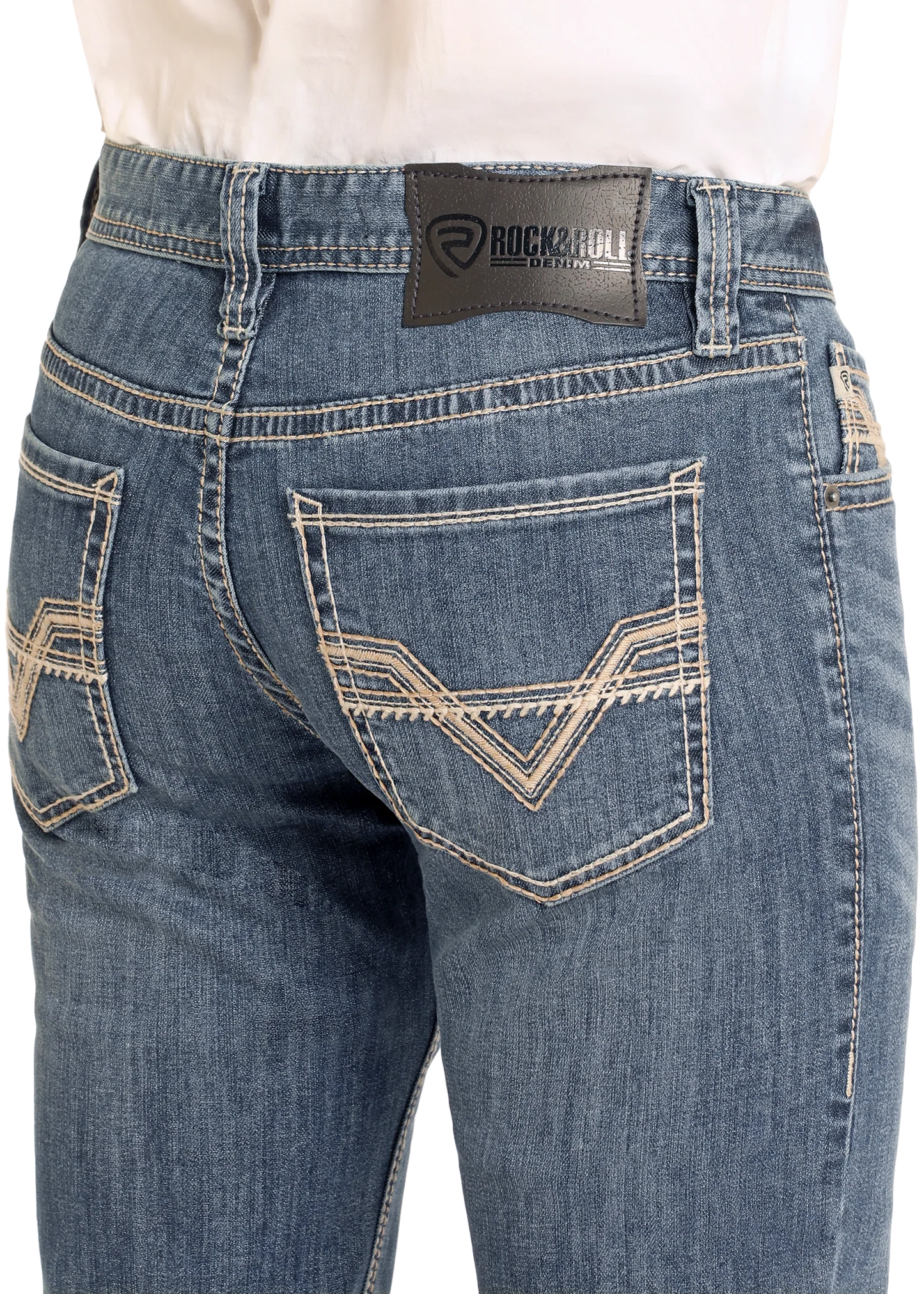 Rock&Roll FS Denim Two Tone Stitch Slim Fit Straight Boot 4826 - Medium Wash