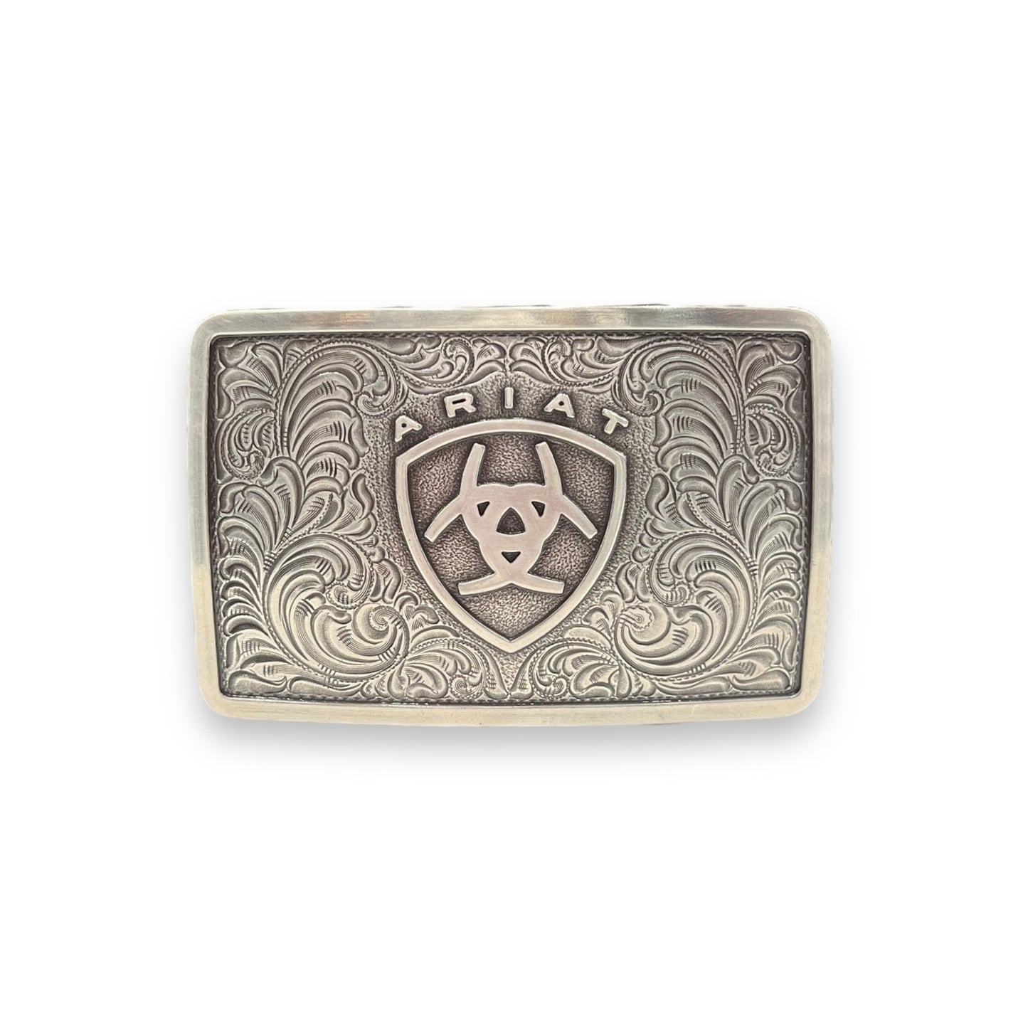 Men's Ariat Silver Filigree Logo Rectangular Buckle (A37002)