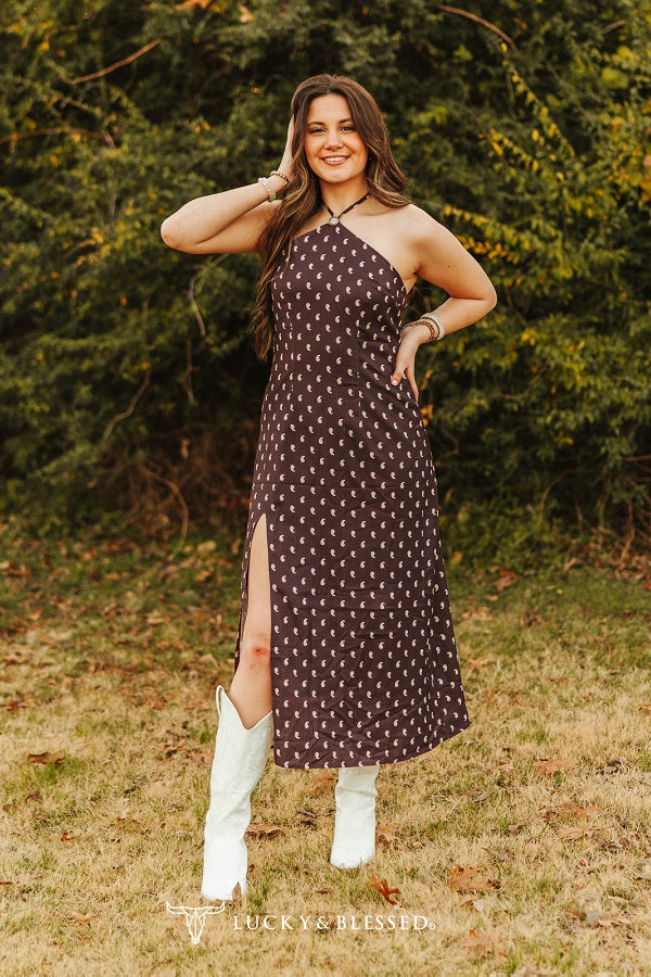 Women's L&B Halter Sleeveless Dress - Merlot