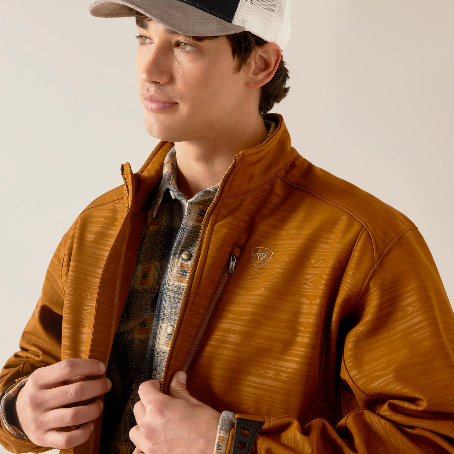 Men's Ariat Logo 2.0 Softshell Jacket - Chestnut Embossed