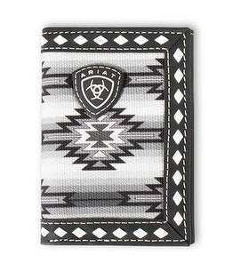 Men's Tri-Fold Wallet - Black/White Diamond Lacing