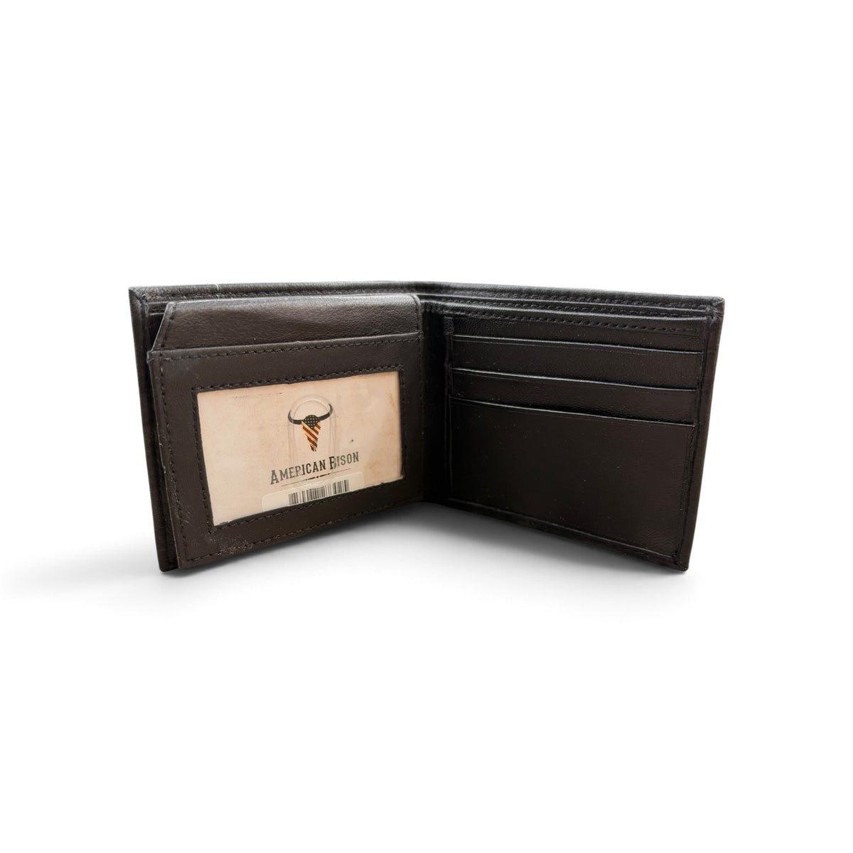 American Bison Bifold Wallet - Black Full Leather