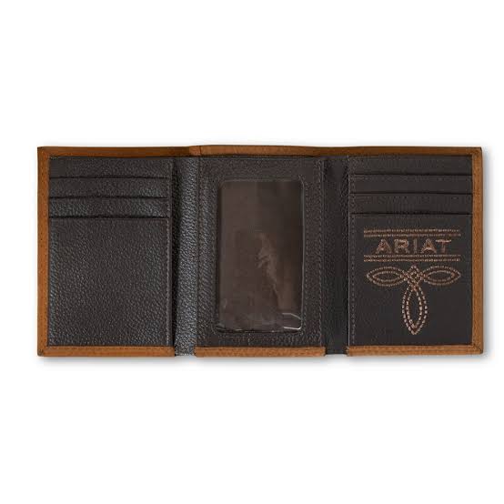 Men's Ariat Trifold Wallet - Tan Embossed Logo
