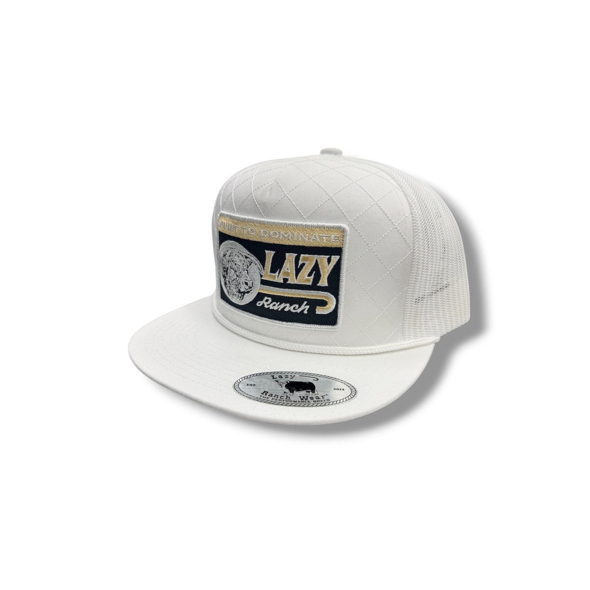 Lazy J Hat - White Dominate Quilted