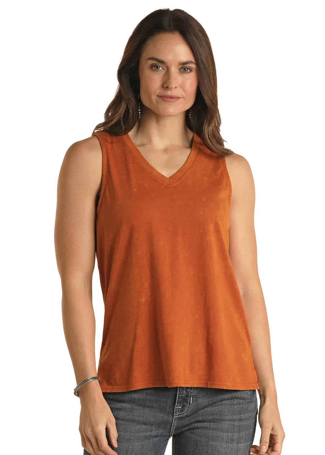 Women's Panhandle V-Neck Low Tank - Rust