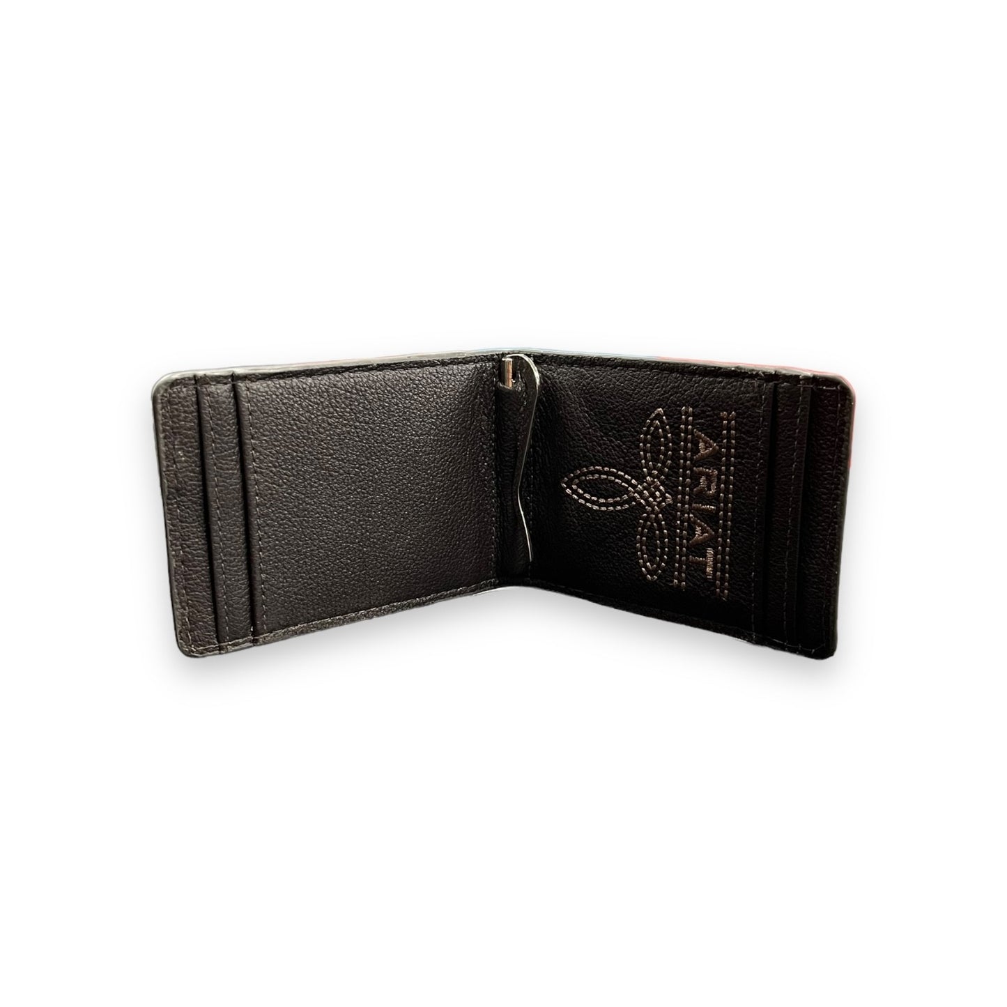 Men's Money Clip Wallet - Brown Floral Embossed