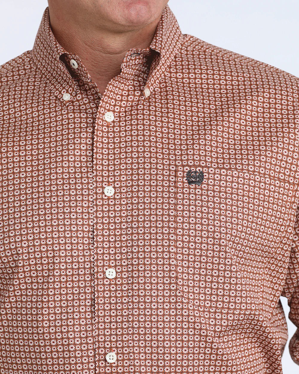 Men’s Cinch Geo Flower Print Button Down Shirt - 6028