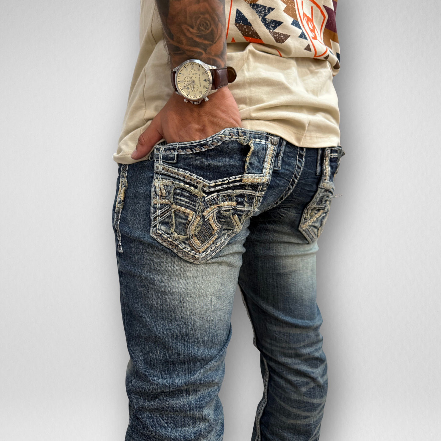 Men's Rock in L.A. Slim Straight Boot Denim (R-378)