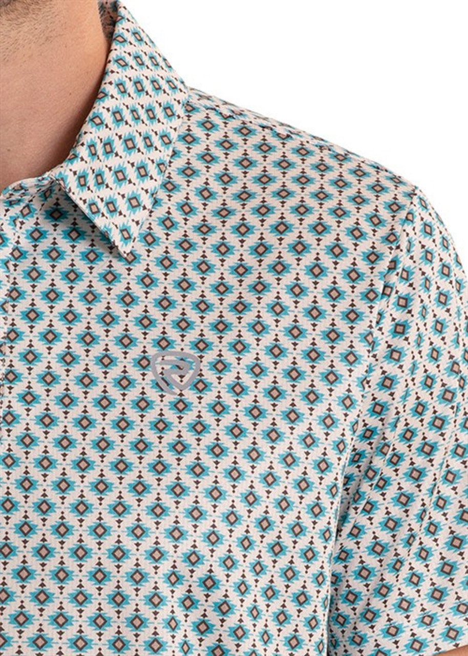 Rock&Roll Mini Aztec Geo Printed Polo - Teal