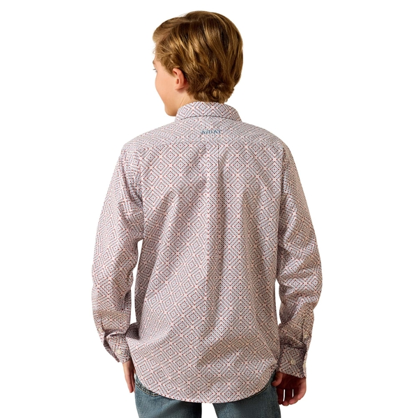 Ariat Youth Tiernan L/S Shirt - White Geo Print