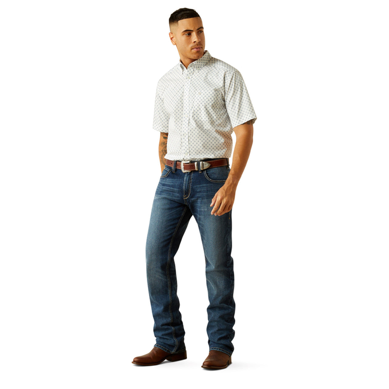 Ariat Classic Fit Shawn S/S Shirt - White