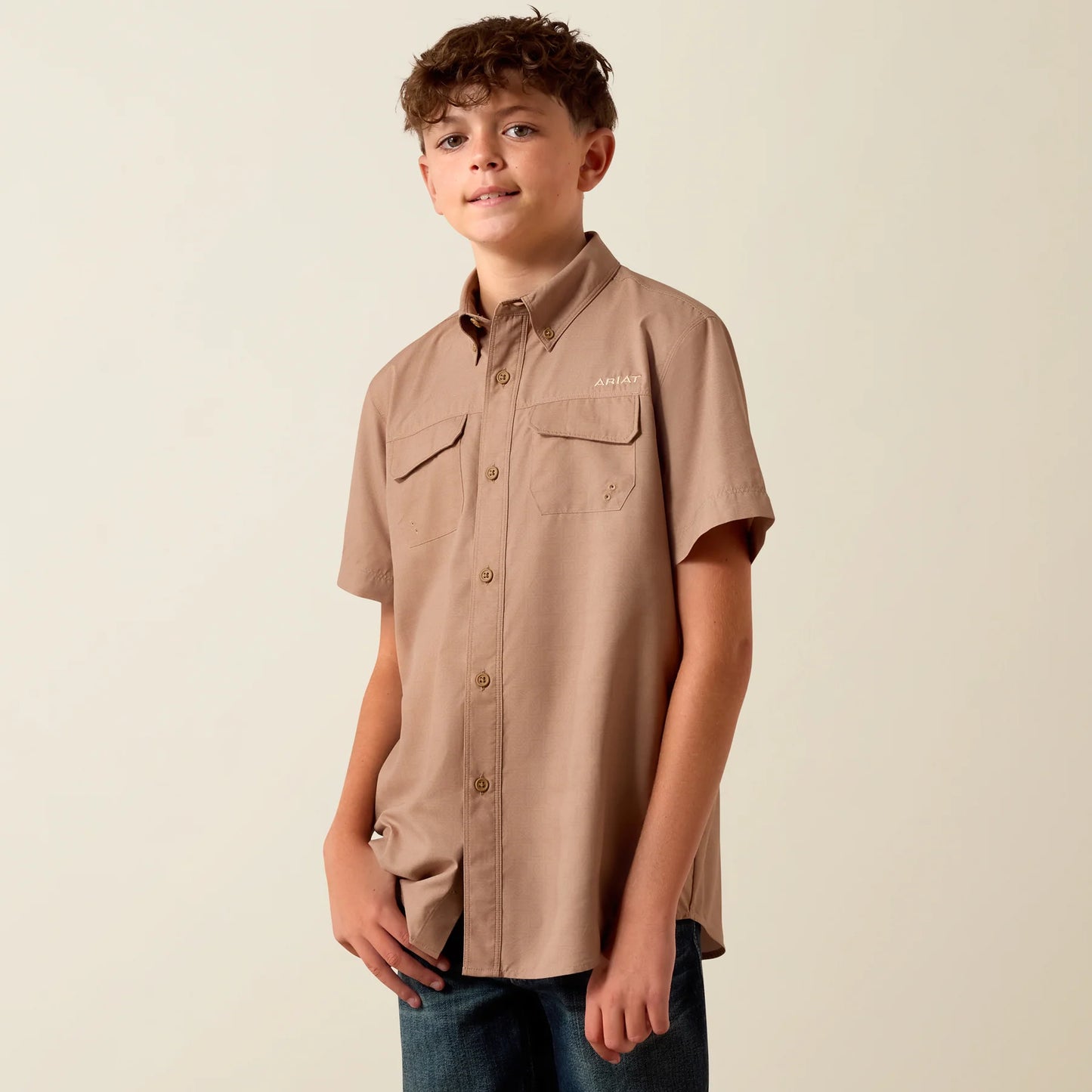 Ariat Youth PRINTED Venttek Outbound SS shirt - Khaki Southwest