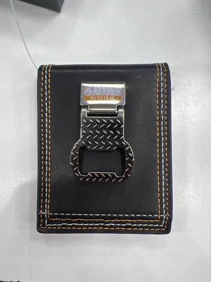 Men's Ariat Work MONEY CLIP BOTTLE OPENER Wallet - GRAIN Leather