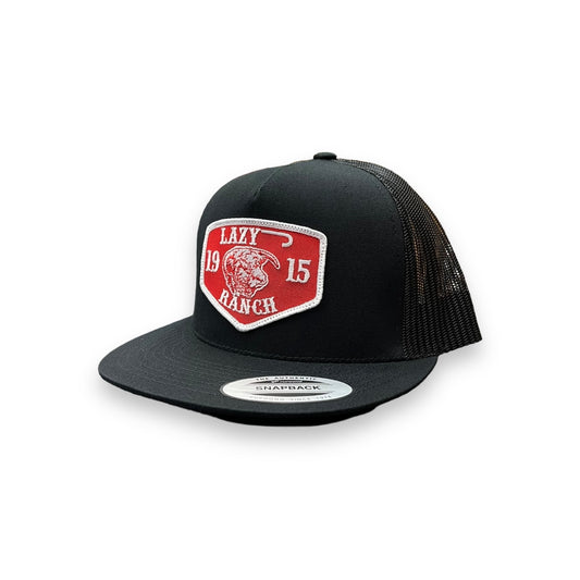 Lazy J Hat - Black Red Ranch Patch