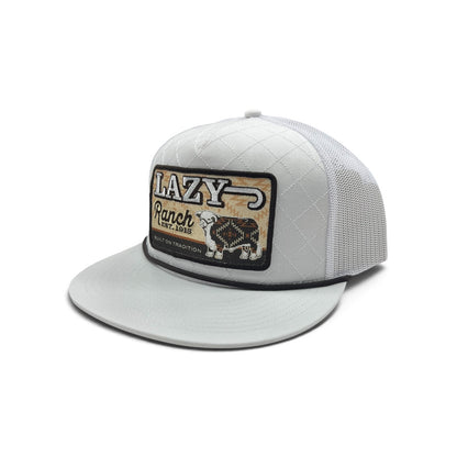 Lazy J Hat - White Brown Cool Front Quilted
