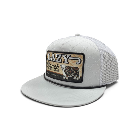 Lazy J Hat - White Brown Cool Front Quilted