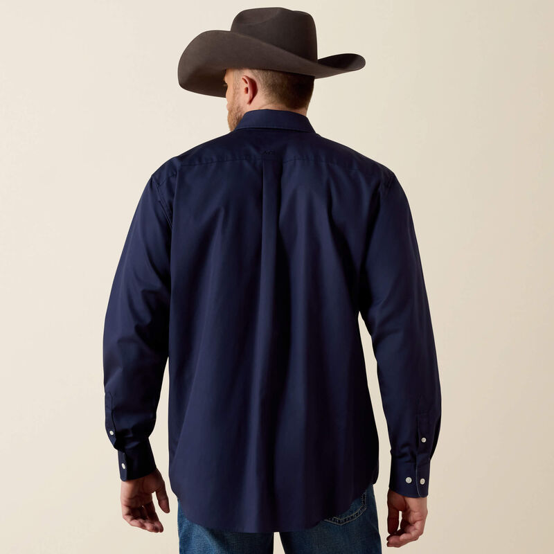 Ariat Wrinkle Free Solid L/S Shirt - Navy Blue