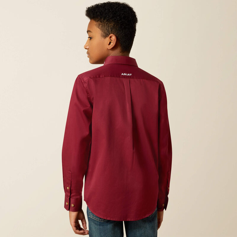Ariat Boys Team Logo Twill Shirt - Burgundy/White