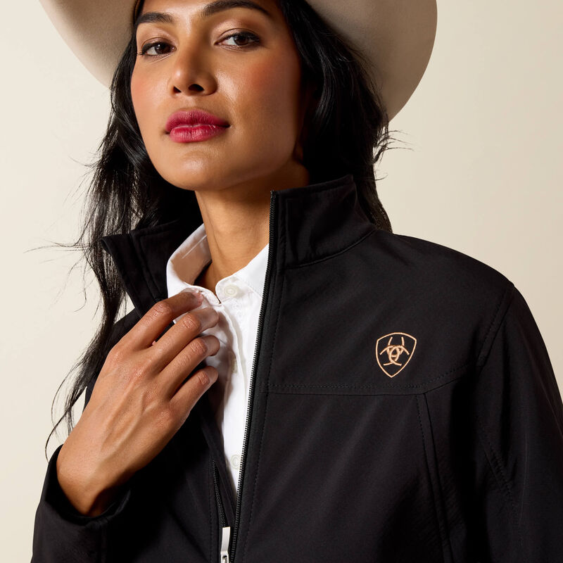Women’s Ariat New Team Logo Softshell Jacket - Black/Leopard