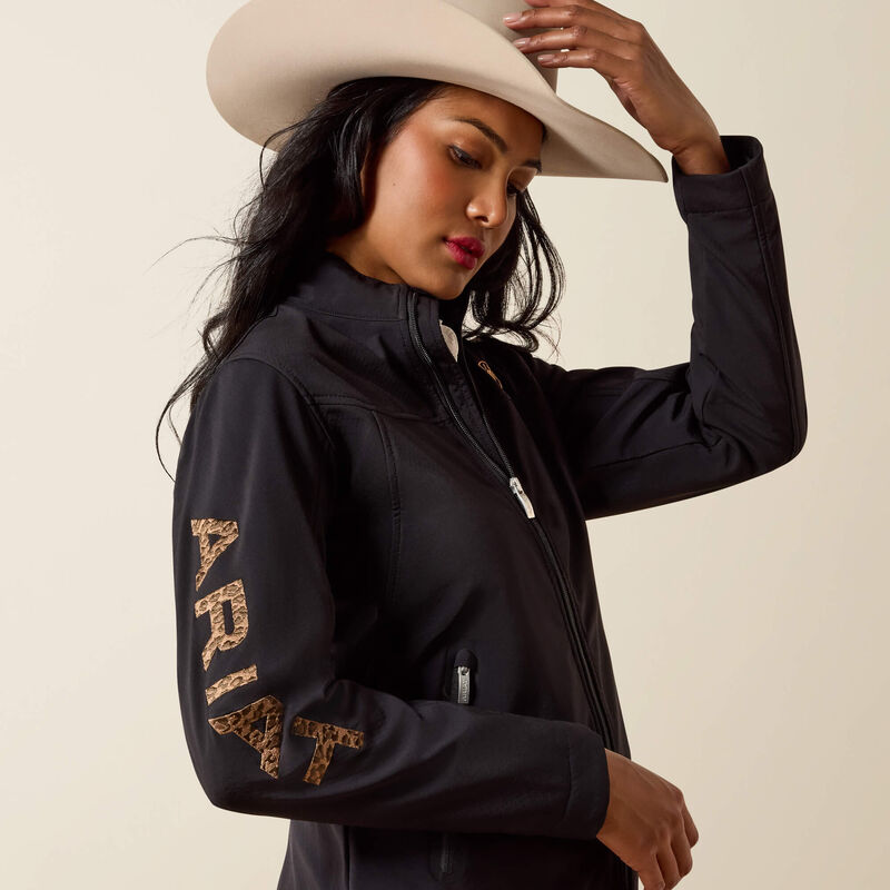 Women’s Ariat New Team Logo Softshell Jacket - Black/Leopard