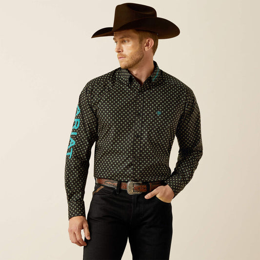 Ariat Team Philbert  Logo Twill Shirt - Black/Teal