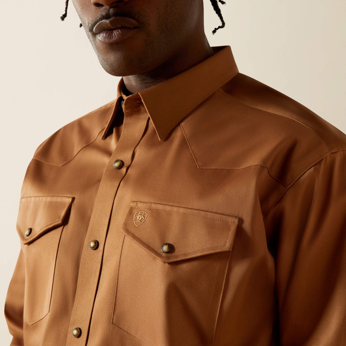 Ariat Solid Twill Snap Shirt - Tan