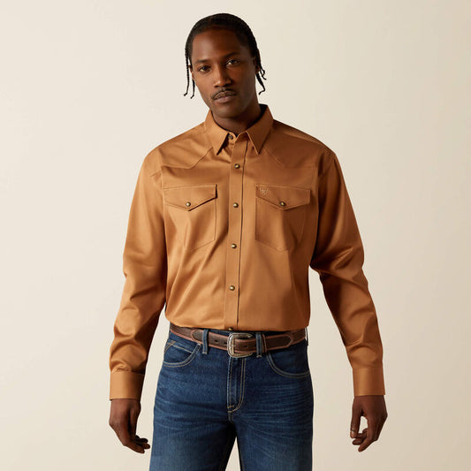 Ariat Solid Twill Snap Shirt - Tan