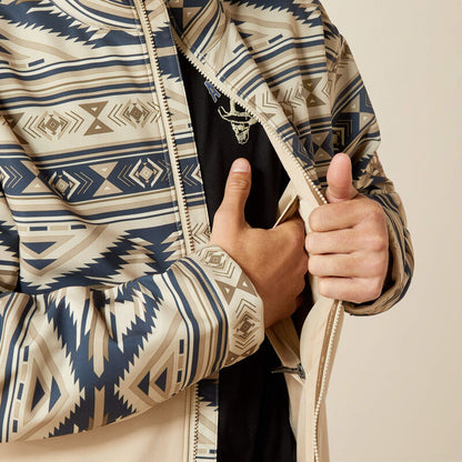 Men's Ariat Logo Softshell Jacket - White Pepper Southwest