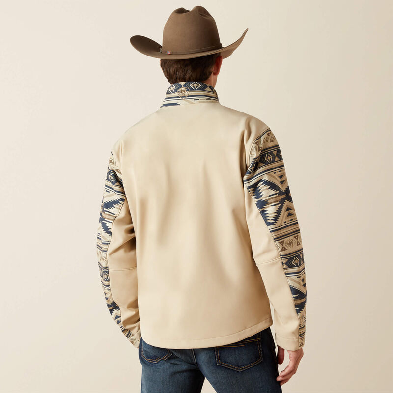 Men's Ariat Logo Softshell Jacket - White Pepper Southwest