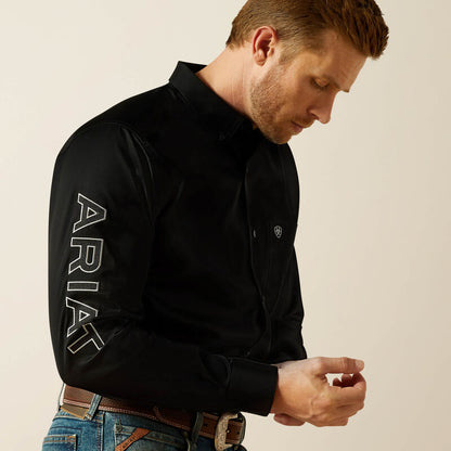 Ariat Team Logo Twill Fitted LS Shirt - Black/Grey