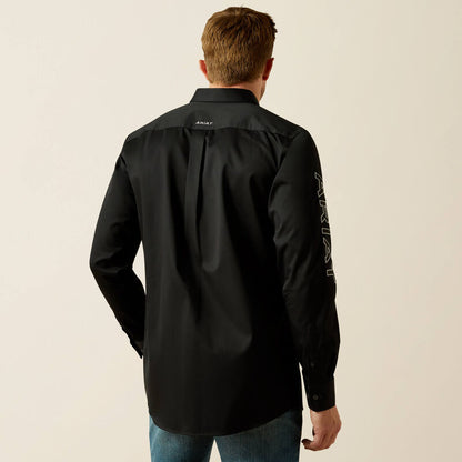 Ariat Team Logo Twill Fitted LS Shirt - Black/Grey