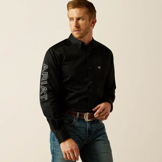 Ariat Team Logo Twill Fitted LS Shirt - Black/Grey