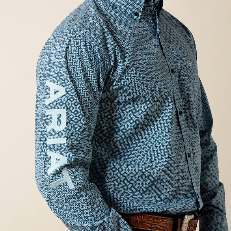 Ariat Team Jansen Fitted L/S Shirt - Navy/Light Blue