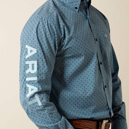 Ariat Team Jansen Fitted L/S Shirt - Navy/Light Blue