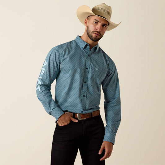 Ariat Team Jansen Fitted L/S Shirt - Navy/Light Blue
