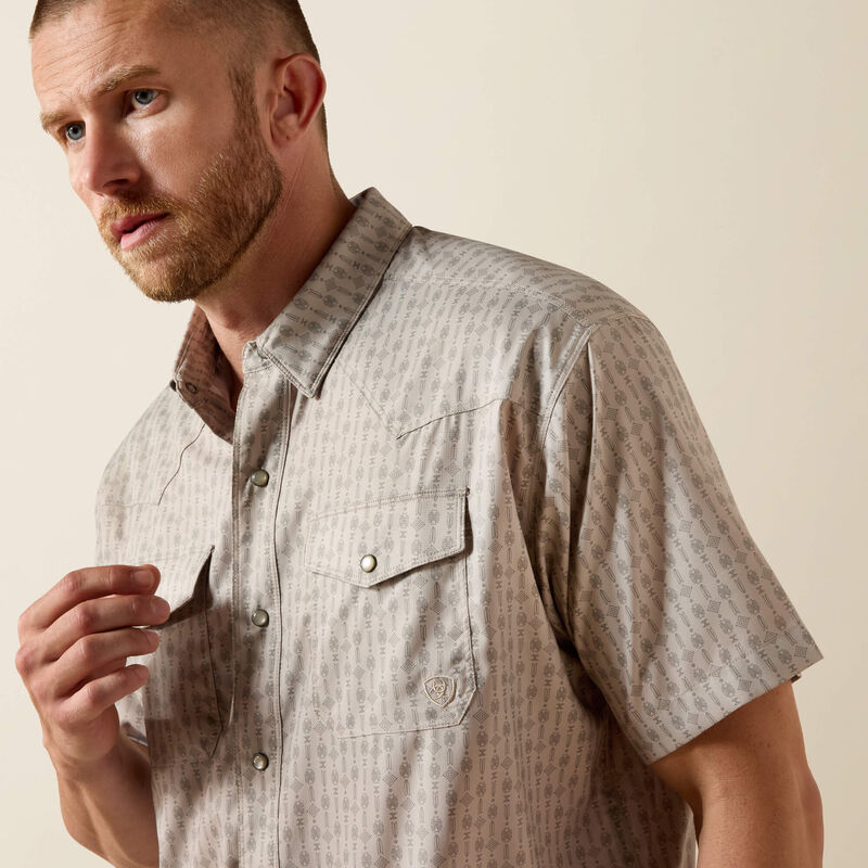 Ariat Men’s Printed Western Venttek Snap Shirt - Island Fossil