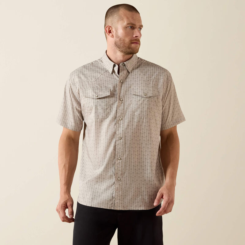 Ariat Men’s Printed Western Venttek Snap Shirt - Island Fossil