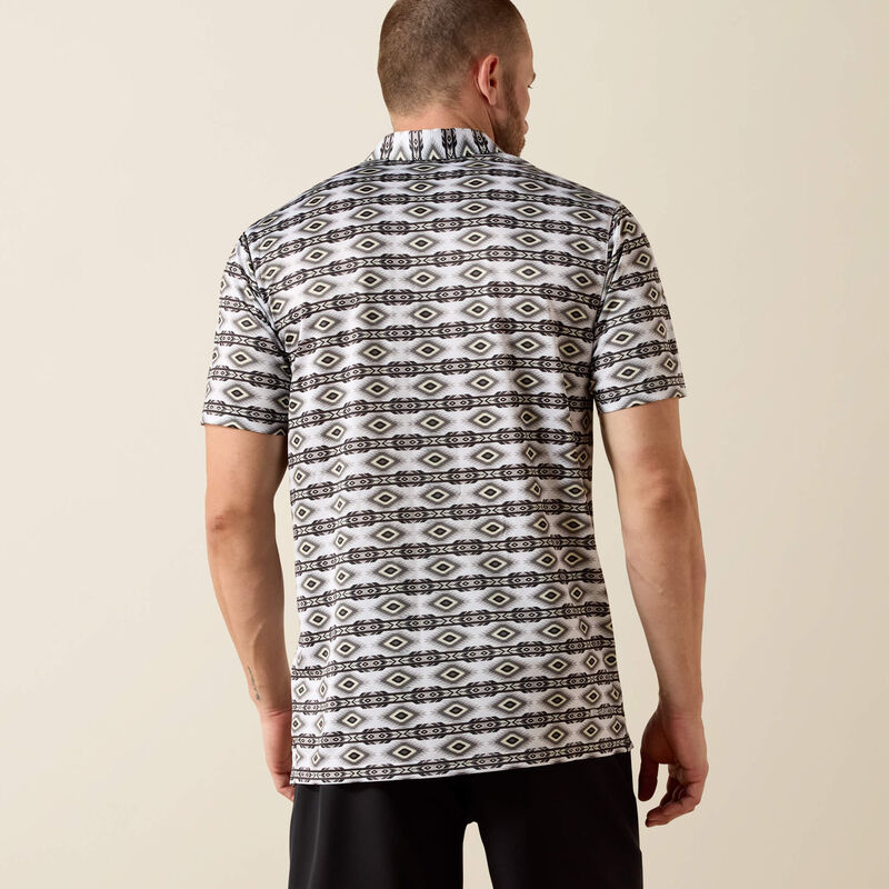 Ariat All Over Print Fitted Polo - Pristine White Geo Print